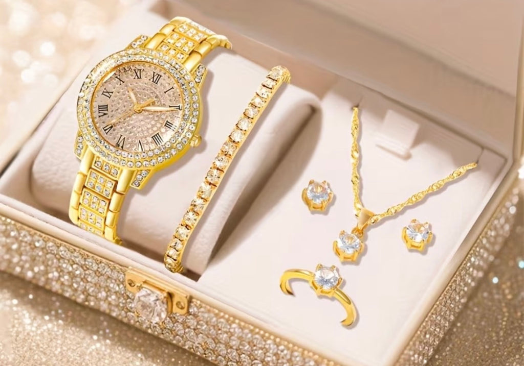 Silver Quartz Watch and Jewellery set.