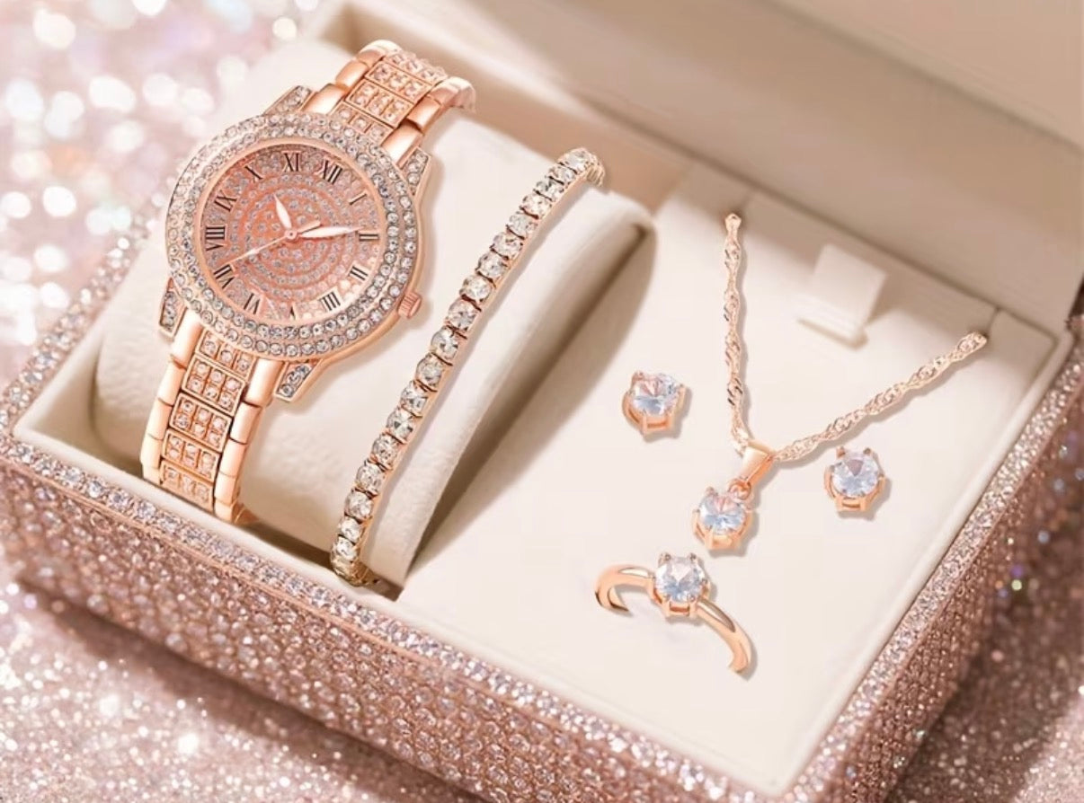 Silver Quartz Watch and Jewellery set.